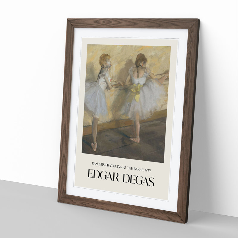 Ballet Ballerina Dancers Practicing At The Bar by Edgar Degas - Single Picture Frame Print on MDF, 36cm H x 27cm W x 2cm D
