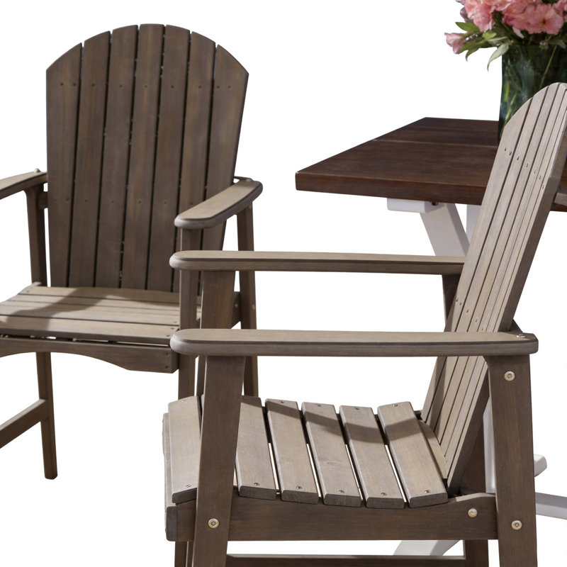 Chaises de salle à manger d'extérieur résistantes aux intempéries en bois d'acacia Adirondack (ensemble de 2)