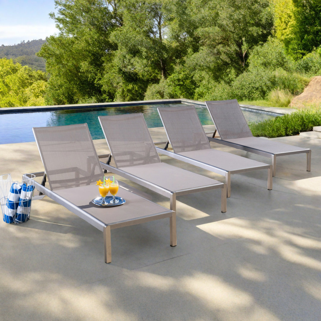 Caggiano Outdoor Metal Chaise Lounge Set (Set of 4) Wade Logan® 