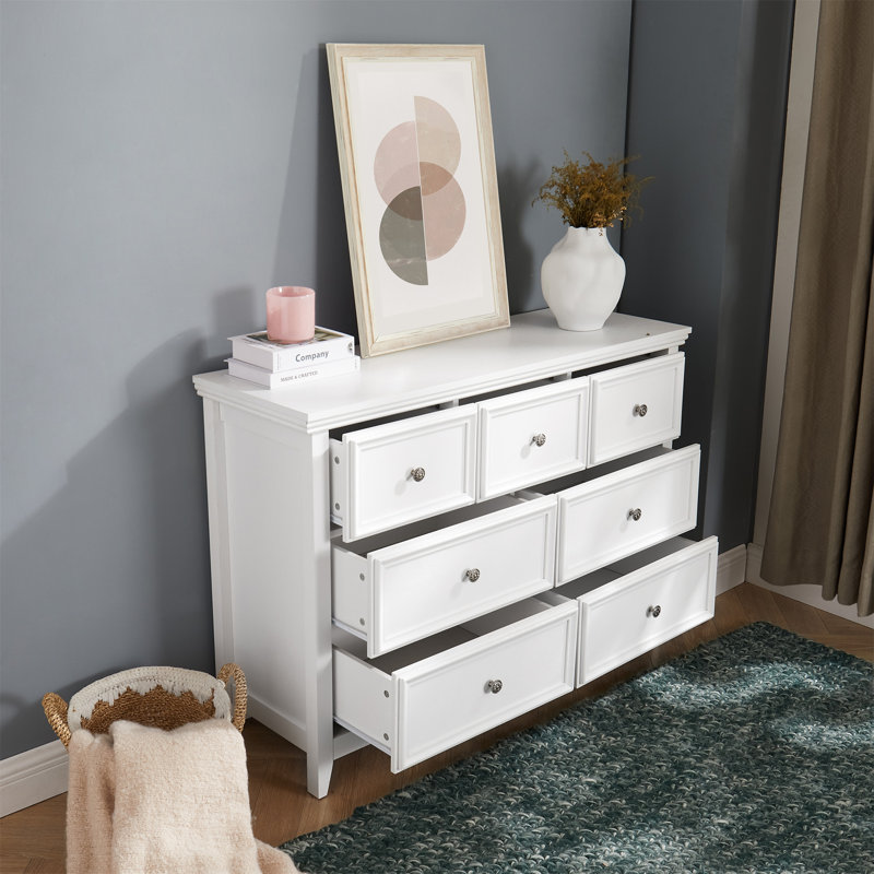 Modern 7 Drawers Dresser 7 Drawers Cabinet, White