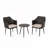 3-Piece Patio Wicker Rattan Furniture 2 Person Set