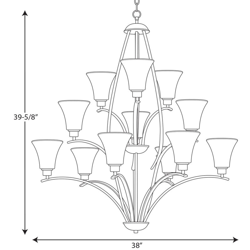 Jilliann 12 - Light Steel Dimmable Chandelier