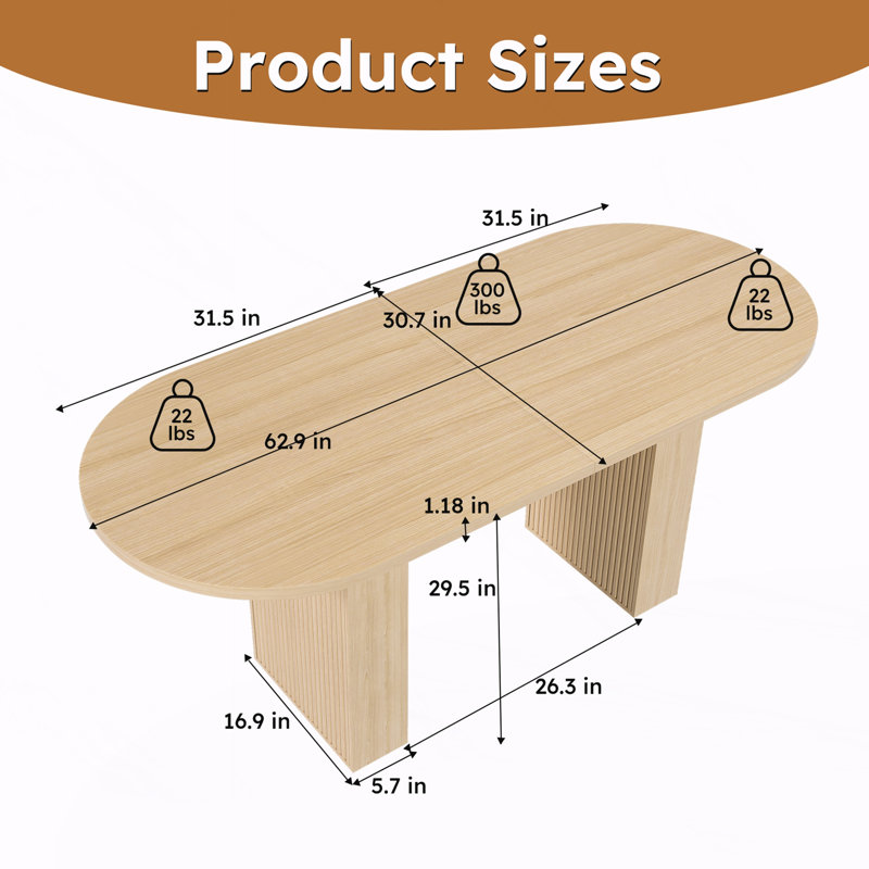 Table de salle à manger ovale, table de salle à manger de style ferme moderne avec surface imperméable et résistante aux égratignures