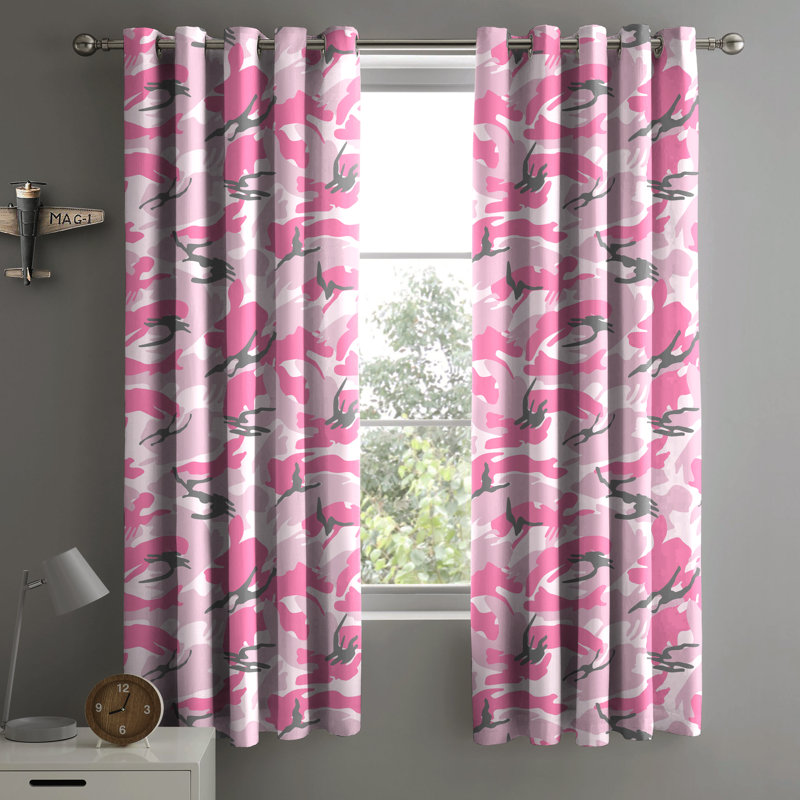 Brenyn Military Style Camouflage Curtain Pair, 135 W x 200 D cm, Red