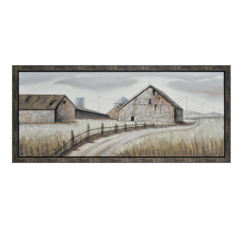 Dusty Road Rustic Barn Framed Canvas Wall Art,