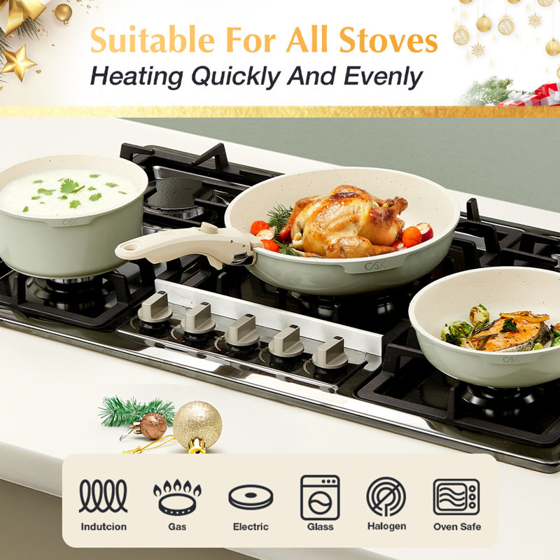 17-Piece Non-Stick Aluminum Cookware Set with Removable Handles