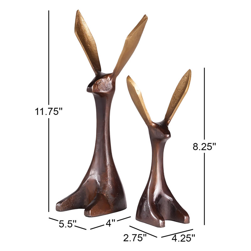 Ensemble de 2 sculptures de Jackrabbit abstraites en fonte Norvin Menagerie, Bronze