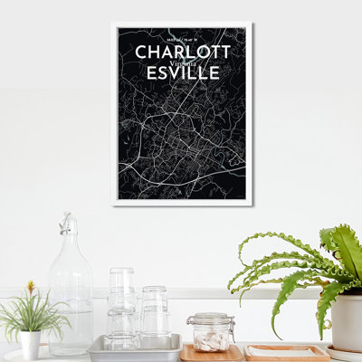 Charlottesville, carte de la ville, impression graphique