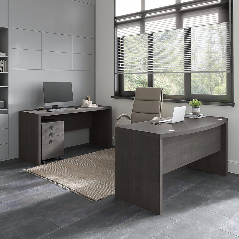 Ensemble de bureau, crédence et classeur 3 pièces Echo, Érable gris anthracite