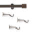 Verona 1” Single Curtain Rod with Cylinder End Cap Finial Design, Antique Bronze -32"W x 78"L-684152361-684152366