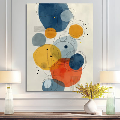 «Minimalist Meditation Stone Collage - Midcentury Modern Art, Blue Mid-Century Modern, reproduction sur toile
