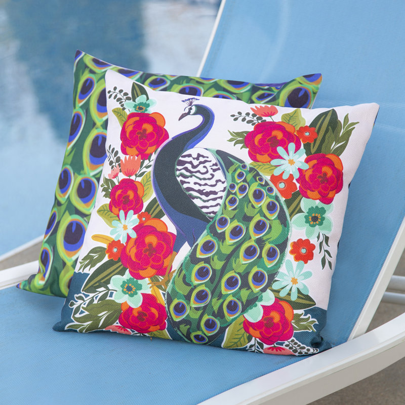 Housse de coussin d'extérieur Floral Peacock