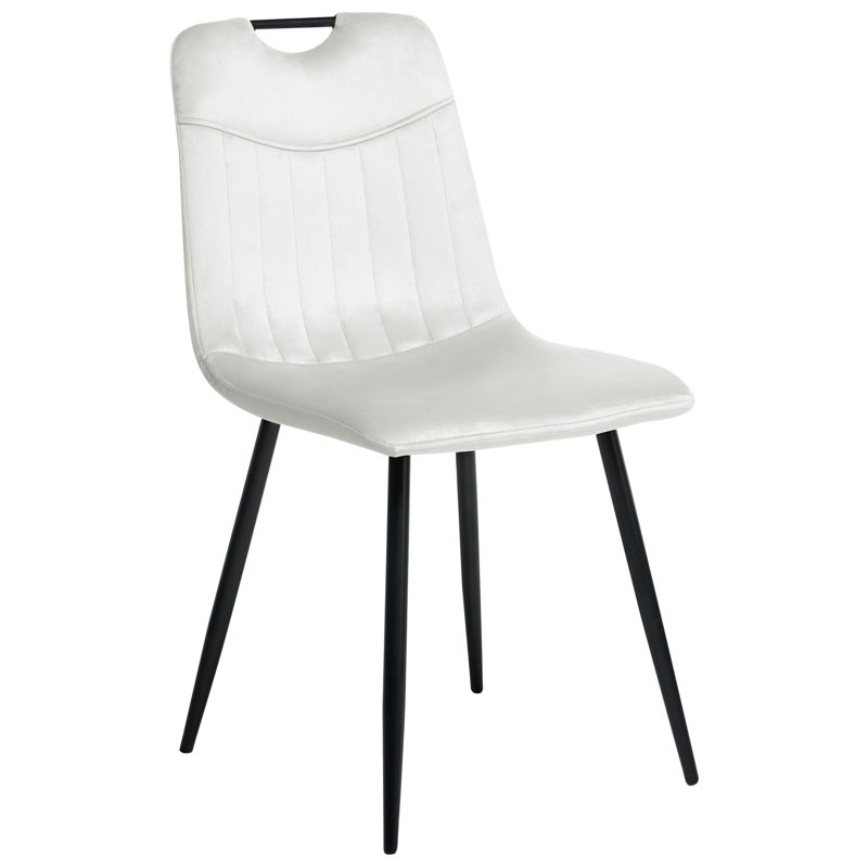 Set of 4 Dining Chairs ARGYLE Velvet, White