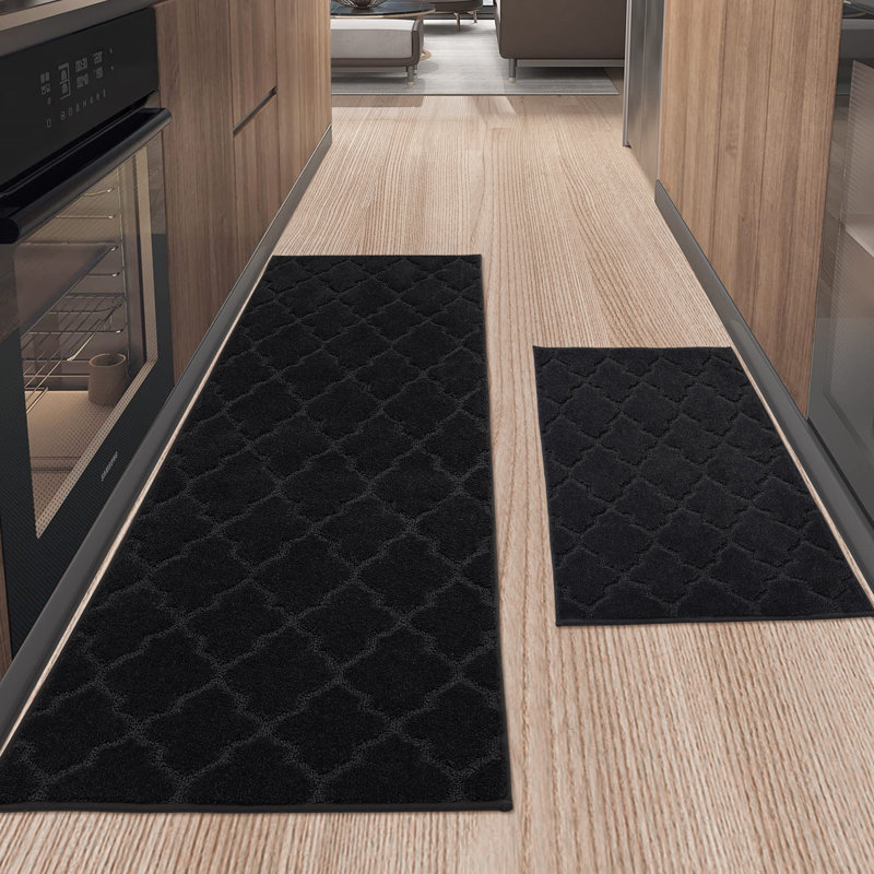 Tapis de cuisine Muhd, Noir, noir, noir, noir, Rectangle 1 pi 8 po x 2 pi 6 po + 1 pi 8 po x 4 pi