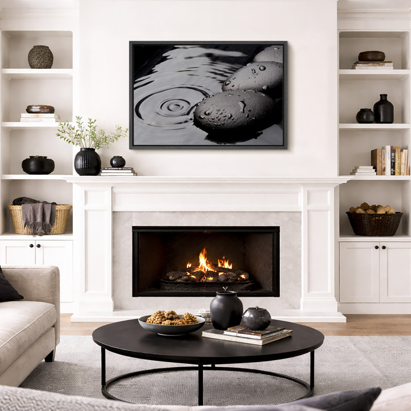 "Zen Stones" Serene Spa Rock Ripples In The Water Calm, photographie sur toile, salle de bain, décoration murale