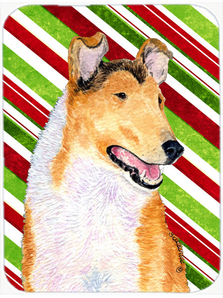 Planche à découper en verre de noël east urban home collie de canne à sucre