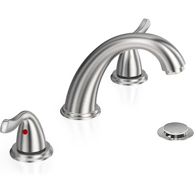 Robinet de meuble-lavabo de salle de bain surdimensionné à 3 trous de 8 pouces en nickel brossé avec bonde escamotable en métal et conduites d'alimentation en eau