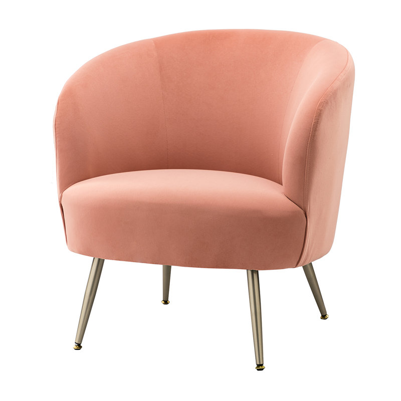 Fauteuil demi-tonneau Dian, Velours rose