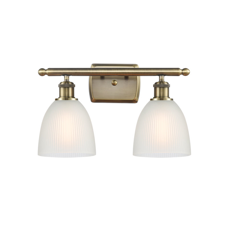 Éclairage pour meuble-lavabo en laiton antique à intensité variable Wike, Blanc, Incandescent, 2 lumières