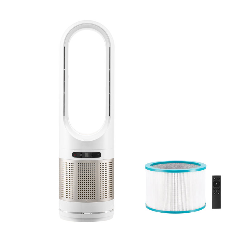 Oscillating Tower Fan 8H Timer 15.4ft/s High Velocity with Remote Control, Gold/White, 31.7" H x 8.9" W x 8.9" D