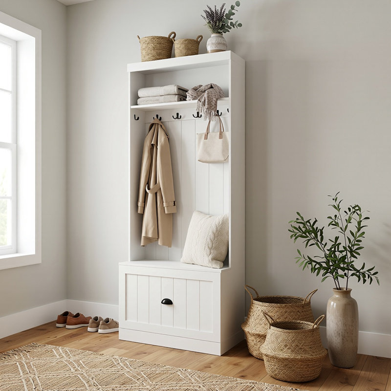 Dorilal 27.7 " Wide Hall Tree with Drawers and Shelves
