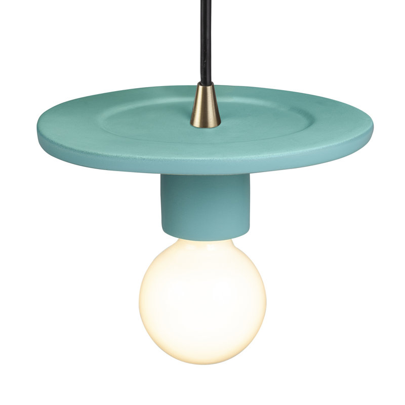 Luminaire suspendu à 1 lumière Leni, Reflet de piscine, Laiton antique