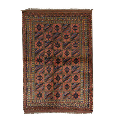 Tapis orange et brun noué à la main de haute qualité