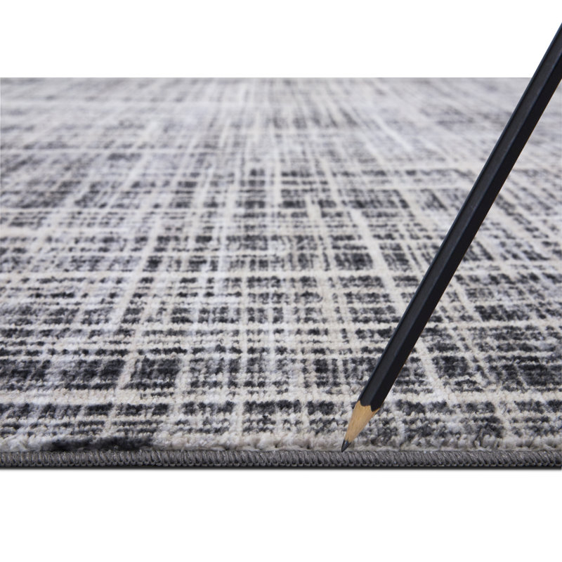 Lyanne Washable Non-Slip Gray Area Rug, Rectangle 2'2 x 3'3"