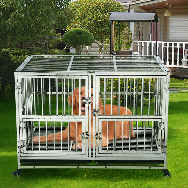 (Mise à jour) Caisse pour chien robuste avec cage et roues, H 30,7 po x l 28,3 po x P 42 po