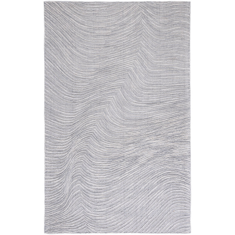 Aniessa Striped Hand Tufted Wool/Cotton Area Rug in White, Rectangle 5' x 8'