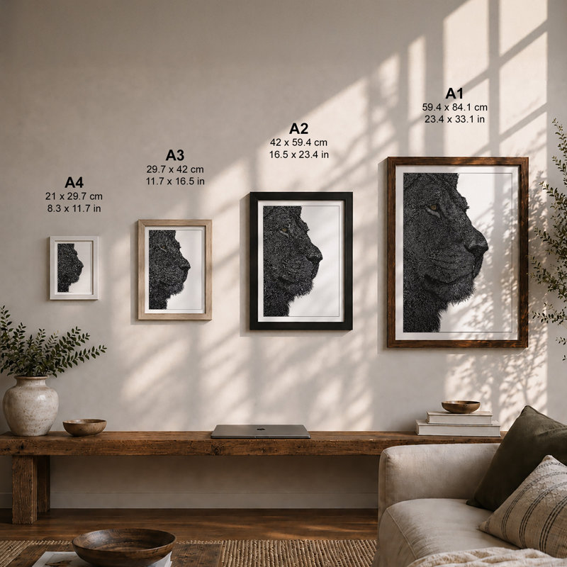 Dignified Lion Minimalist - Print, A4 - 29.7 x 21.0 cm, White