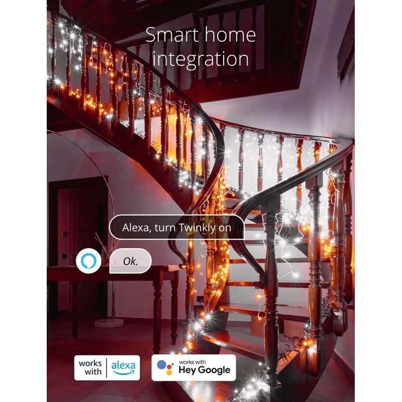 Twinkly Icicle App-Controlled Smart LED Christmas Lights 190, White/Yellow