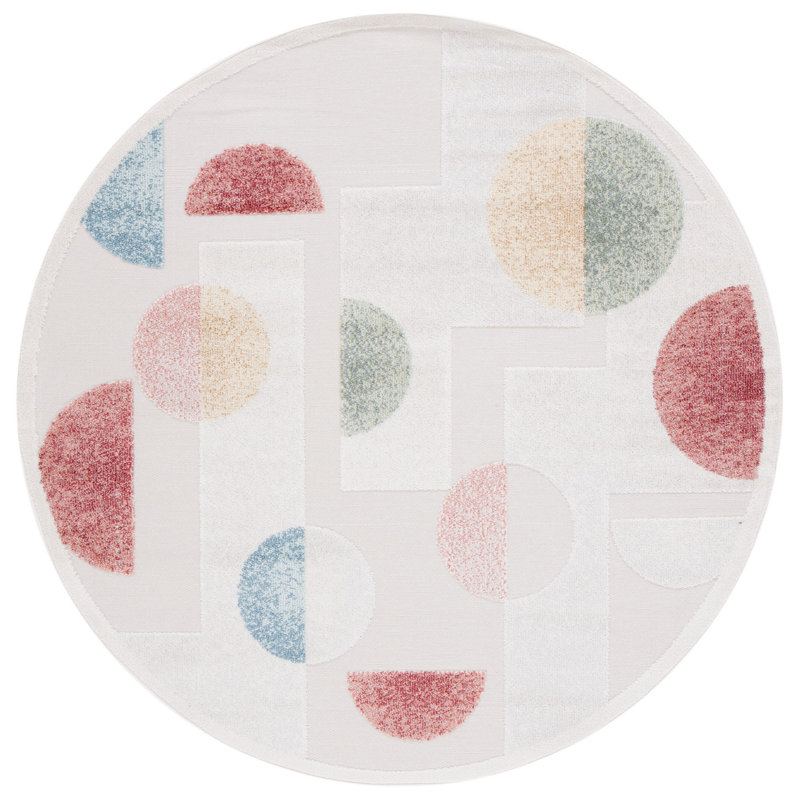 Dabir Performance Geometric Indoor/Outdoor Area Rug, Round 6'7"