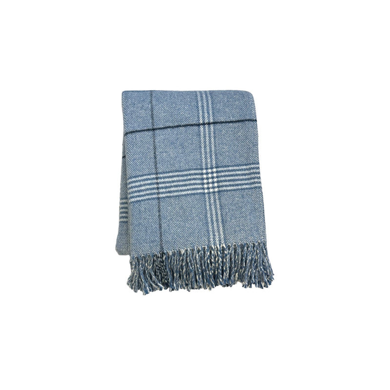 Jeté à carreaux Windowpane, Carreaux bleu foncé, L 67 po x l 50 po