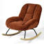 Fauteuil à bascule moderne rembourré avec base en bois d'hévéa, rouge, idéal pour la chambre d'enfant, le salon et la chambre à coucher.-1149199390-1151497856