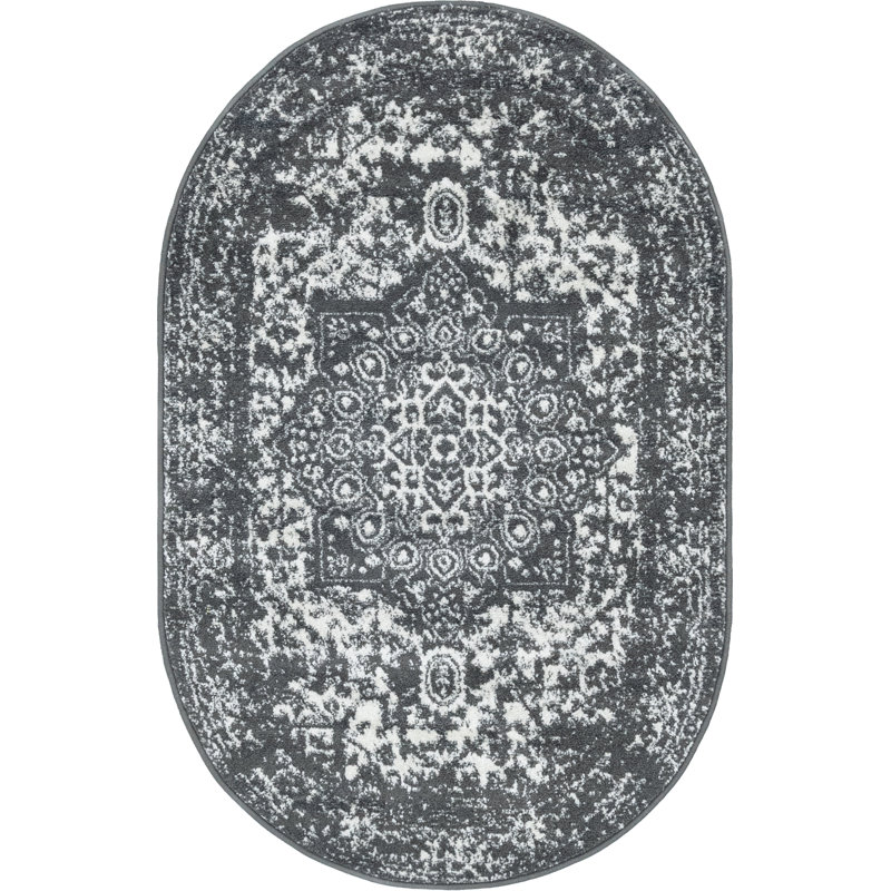 Oriental Area Rug, Oval 99 x 160cm