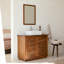 Meuble-lavabo sur pied en bois naturel avec lavabo et miroir-824506224