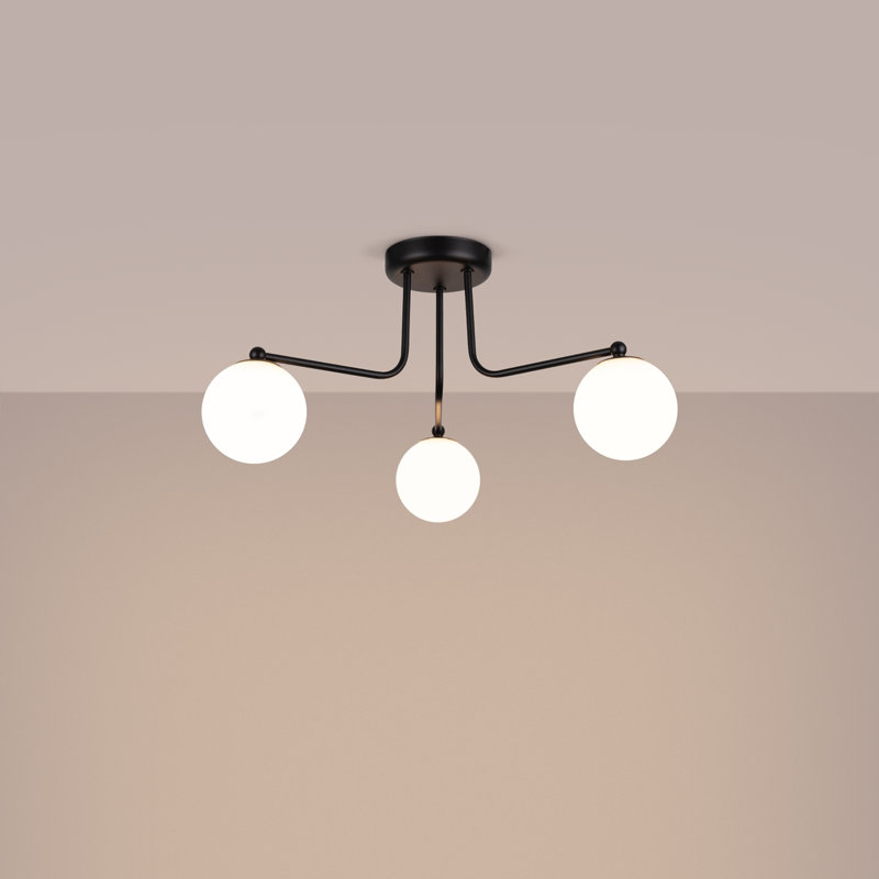 Chandelier, 29cm H x 62cm W x 62cm D, 3 Lights, Black