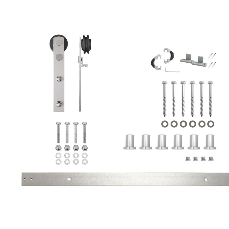 Trousse de quincaillerie à une porte pour porte simple en nickel brossé, 90 po