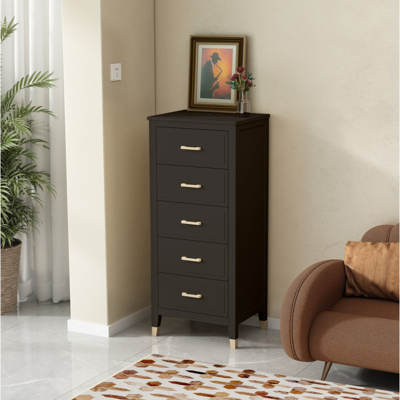 Olivette Chest of 5 Drawers, Black