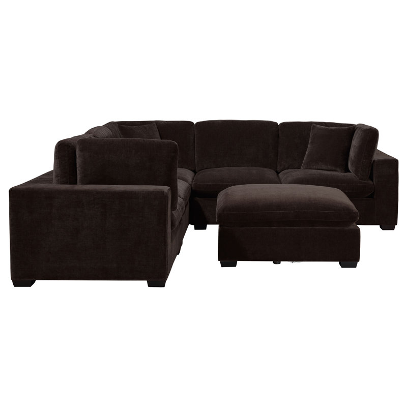 Trayce 6-piece Upholstered Modular Sectional Chocolate, Dark Chocolate Fabric