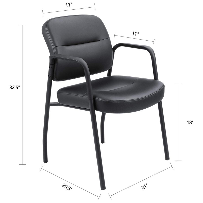 Chaises de réception de bureau de salle d'attente Tring, chaises d'invité en cuir avec accoudoirs