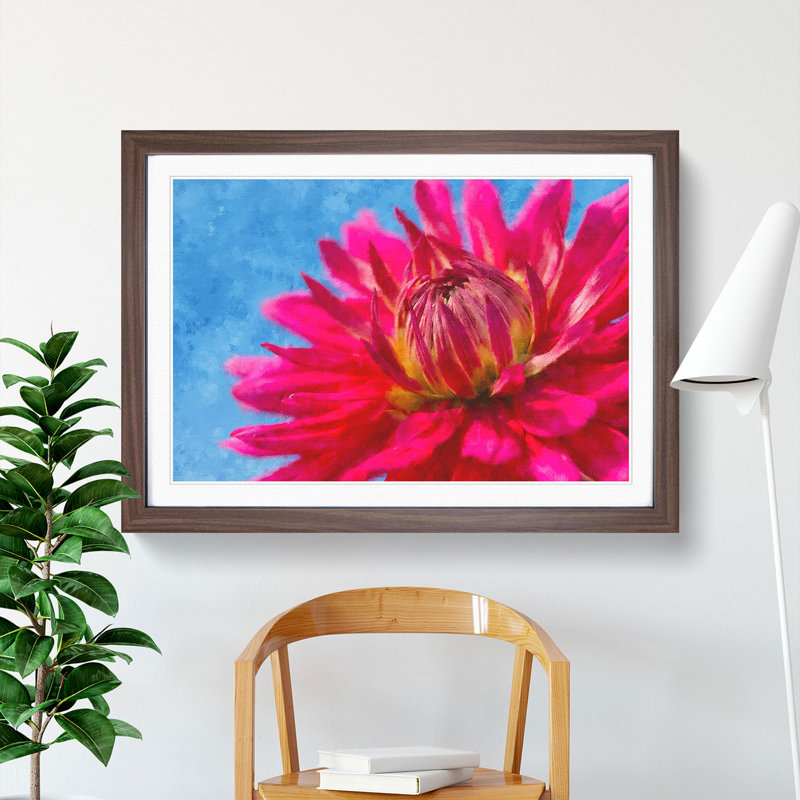 The Pink Flower - Picture Frame Graphic Art, Walnut Framed, 36cm H x 48cm W x 2cm D