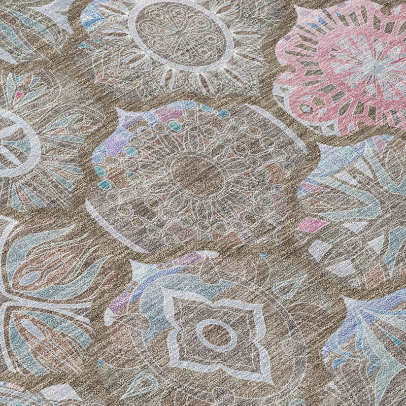 Machine Washable Indoor/Outdoor Chantille ACN2879 Lattice Rug, 10' x 14', Brown