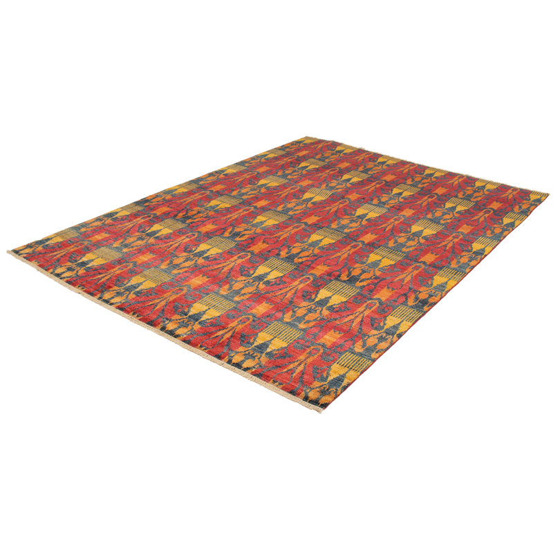 Tapis de bois one-of-kind-noué la 2010 goliath rouge/jaune 8 pi 10 po x 12 pi Céline