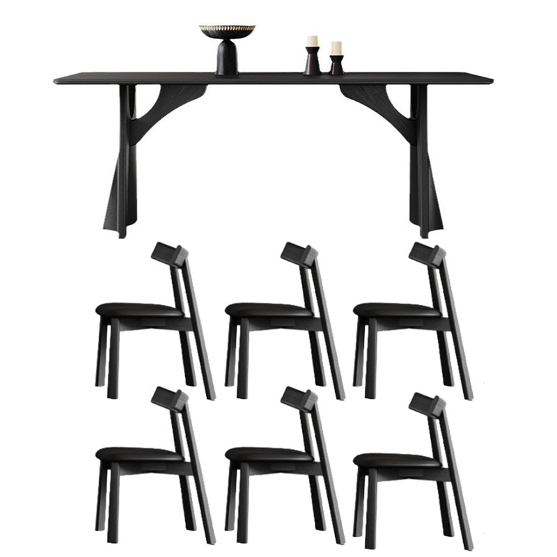 Table de salle à manger rétro avec plaque de roche Wabi-Sabi, H 29,5 po x L 55,1 po x l 31,5 po