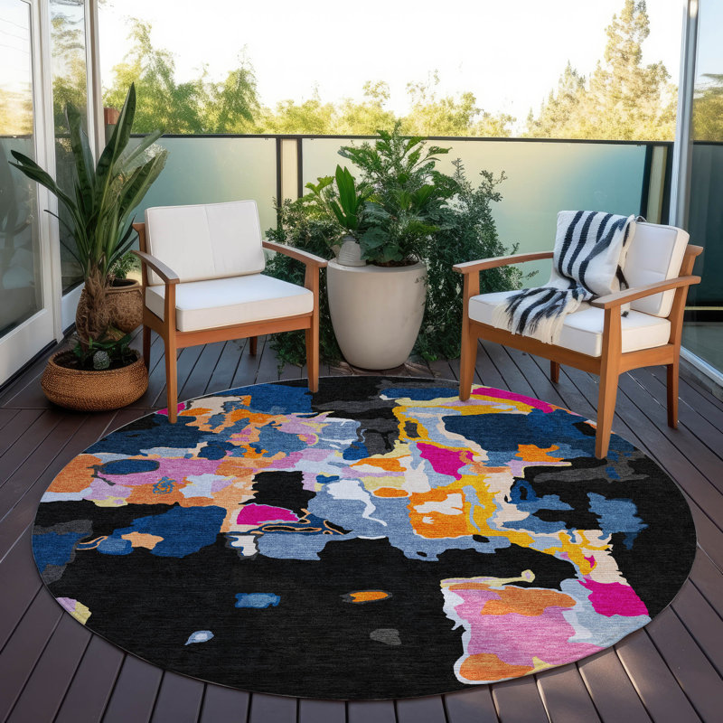  Machine Washable Indoor/Outdoor Chayden ACN1028 Rug, Round 8'