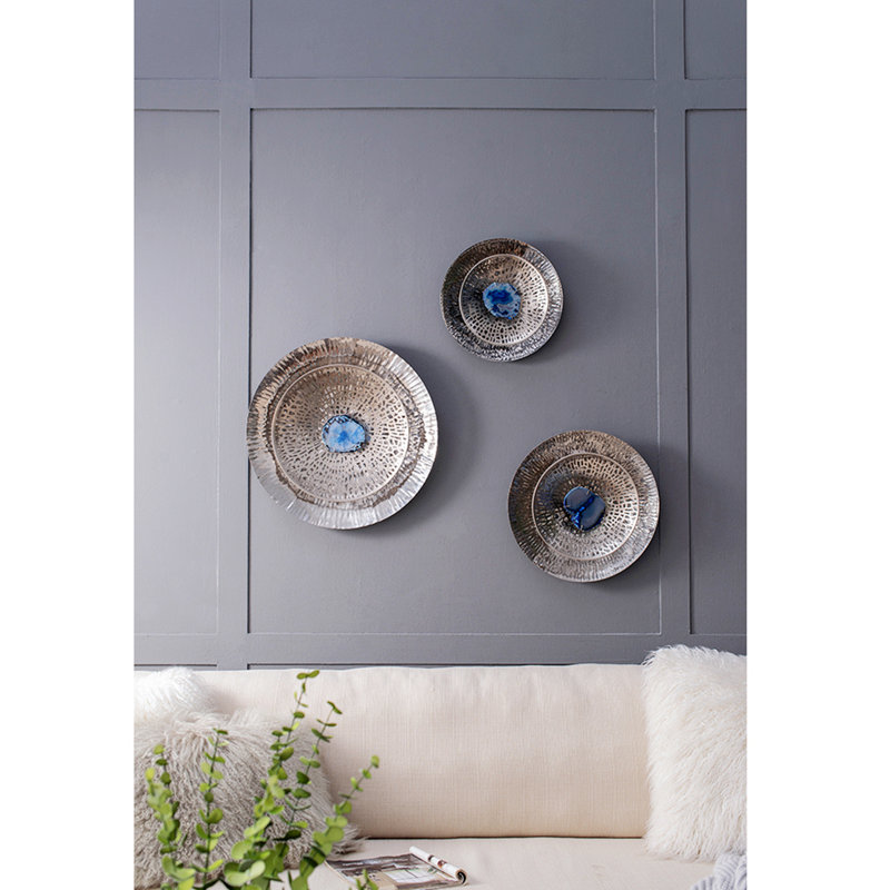 Ensemble de 3 disques texturés surdimensionnés, décoration murale avec centres de table en agate