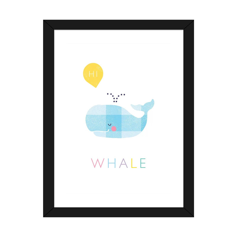 «W Is for Whale» - impression, Blanc, H 32 po x l 24 po x P 1 po, Papier encadré noir