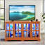 Vitrine à DEL avec portes vitrées, tablettes réglables pour objets de collection, conception à quatre portes, vitrine rétro pour la maison ou le bureau-528503734